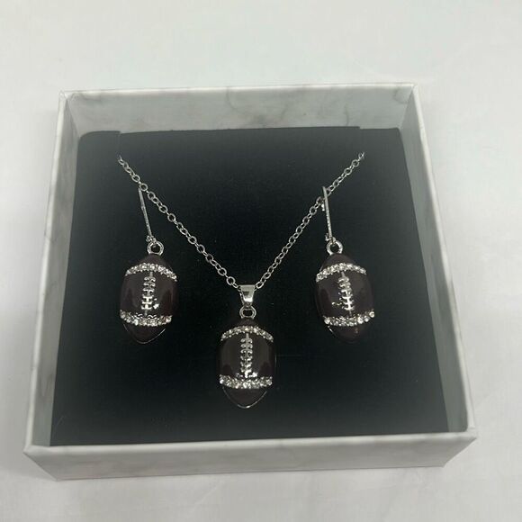 Football Earrings & Necklace - Picture 2 of 2